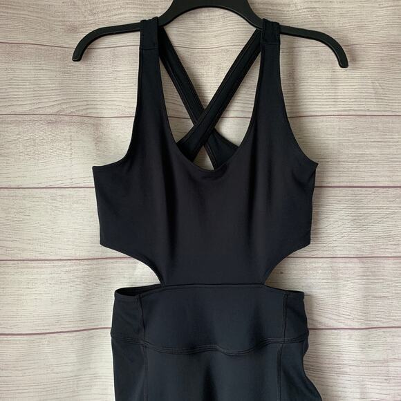 Free People Movement Black One-Piece Athletic Jumpsuit Crisscross Back Size M - Picture 2 of 12
